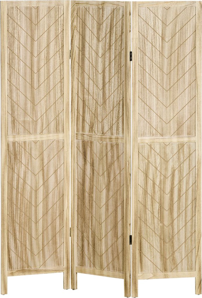 HOMCOM Raumteiler für den Innenbereich, 3-teilig, Fischgrätenmuster, zusammenklappbarer Raumteiler aus Holz, 120 x 170 cm, Holzfarbe
