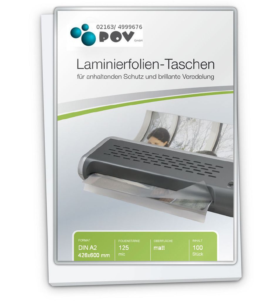Laminierfolien A2 (426 x 600 mm), 2 x 125 mic, matt