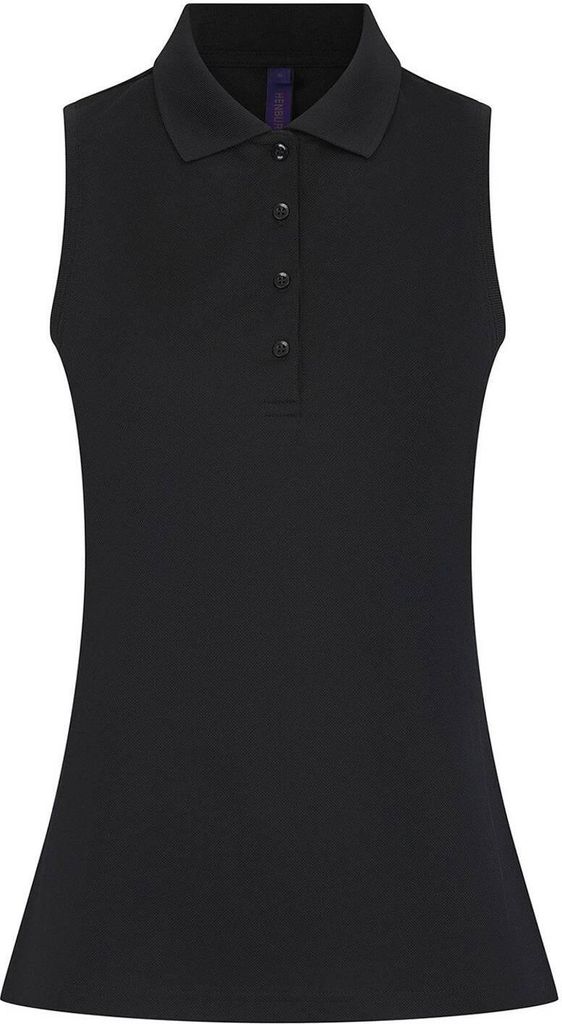 Henbury - Poloshirt für Damen Ärmellos RW10526 (XXL) (Schwarz)