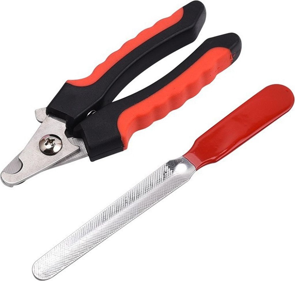 Set aus Krallenzange und Krallenfeile, 12,2cm Krallenschere und 14 cm Nagelpfeile, Nagelschere für Hund, Katze, Nager - Nagelzange Knipser, Kralle...