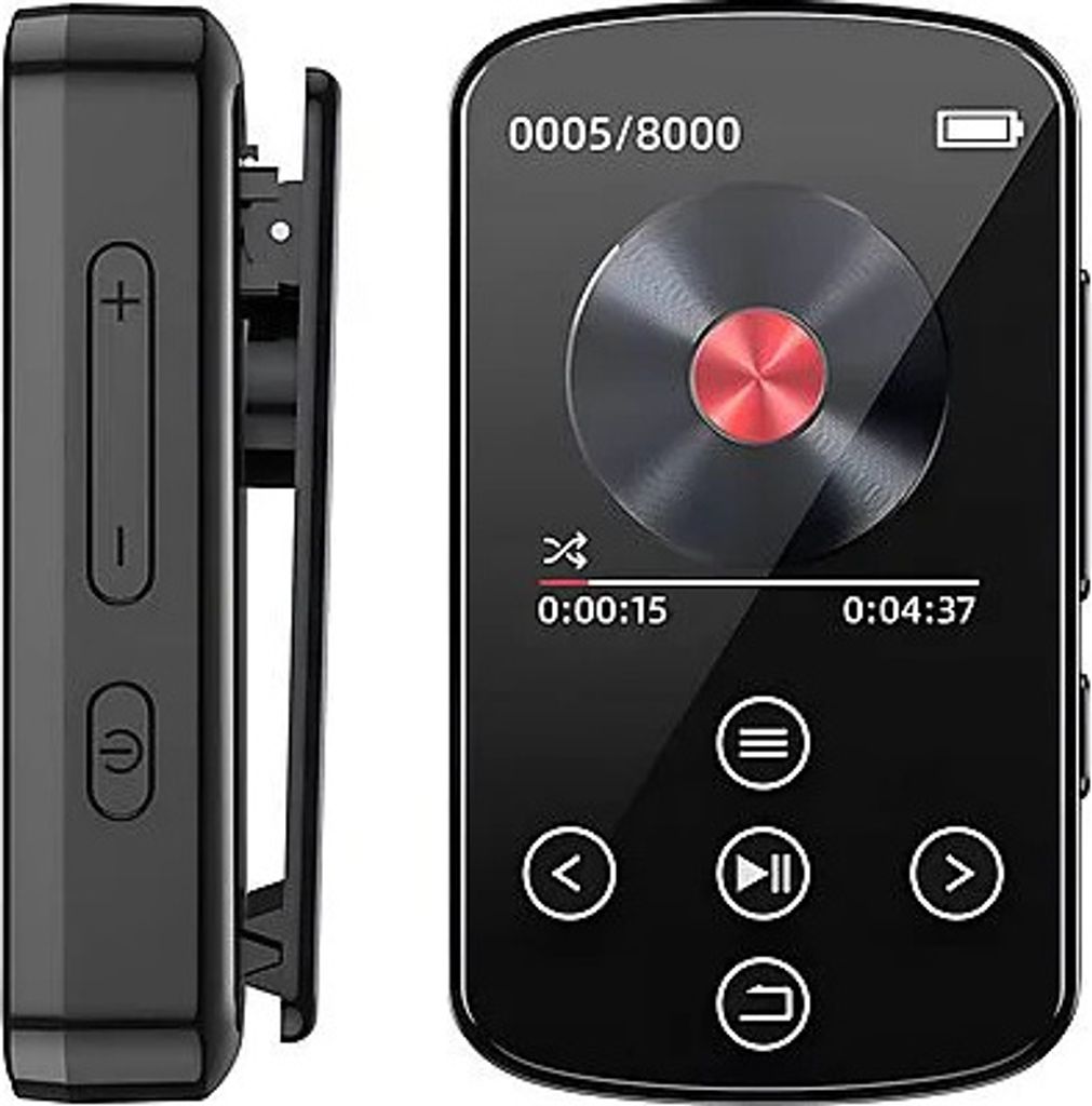 AIORBER MP3 Bluetooth 5.4 Musikplayer, MP3-Player, mit HIFI Klang, Sportclip, FM Radio, 1,54 Zoll Touchscreen, 3,5 x 1,8 x 6 cm, Schwarz