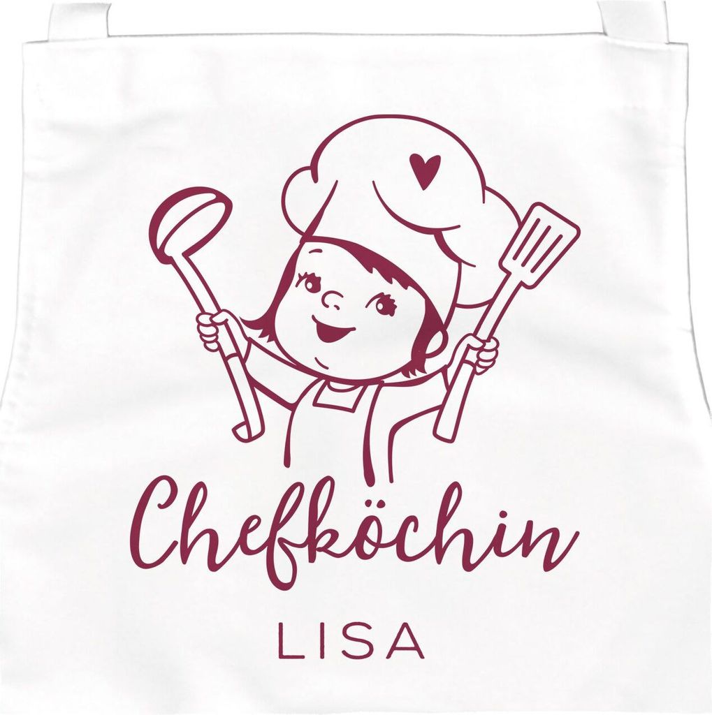 personalisierte Kinderschürze mit Namen für Mädchen und Jungen Chefkoch Kochschürze/Backschürze Kinder SpecialMe Chefköchin weiß 6-10 Jahre