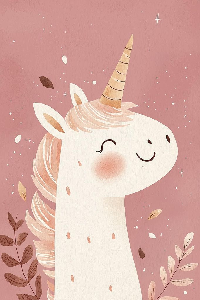 Plakat 20x30cm Muster für Kinder, Mädchen für Zuhause - Einhorn