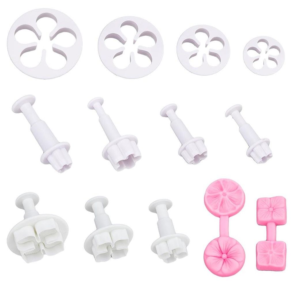 13-teiliges Set zum Ausstechen von Tonblumen, Silikon-Modellierwerkzeug für Ton, Blütenblattausstecher aus Kunststoff/Polymer, Blütenblattpresse...