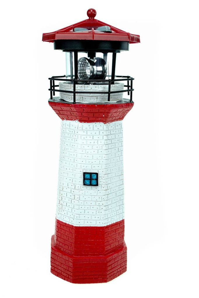 20 cm x Ø Deko Leuchtturm rot weiß ca 8 cm aus Holz