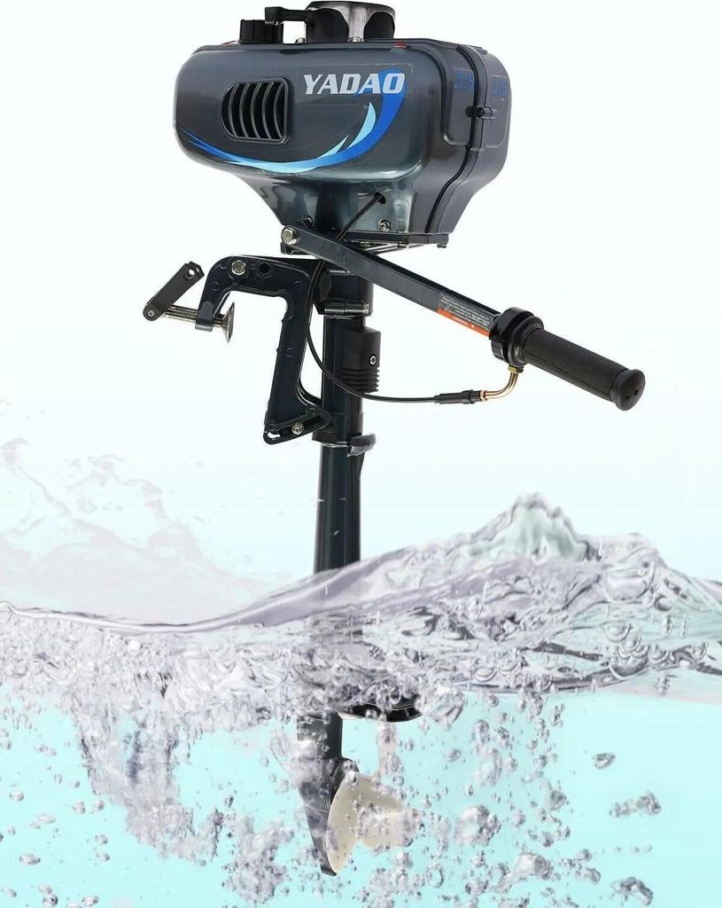 Außenborder für Boote, 2-Takt Benzin, 3,5 PS 49 ccm, teilweise Wasser- & Luftkühlung, Kurzschaft, schwarz