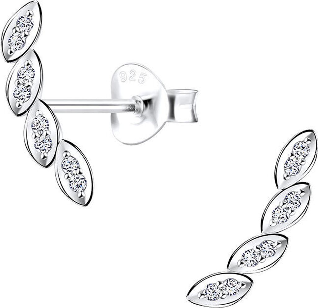 Ohrstecker Blatt: 925 Silber Ohrringe Zirkonia