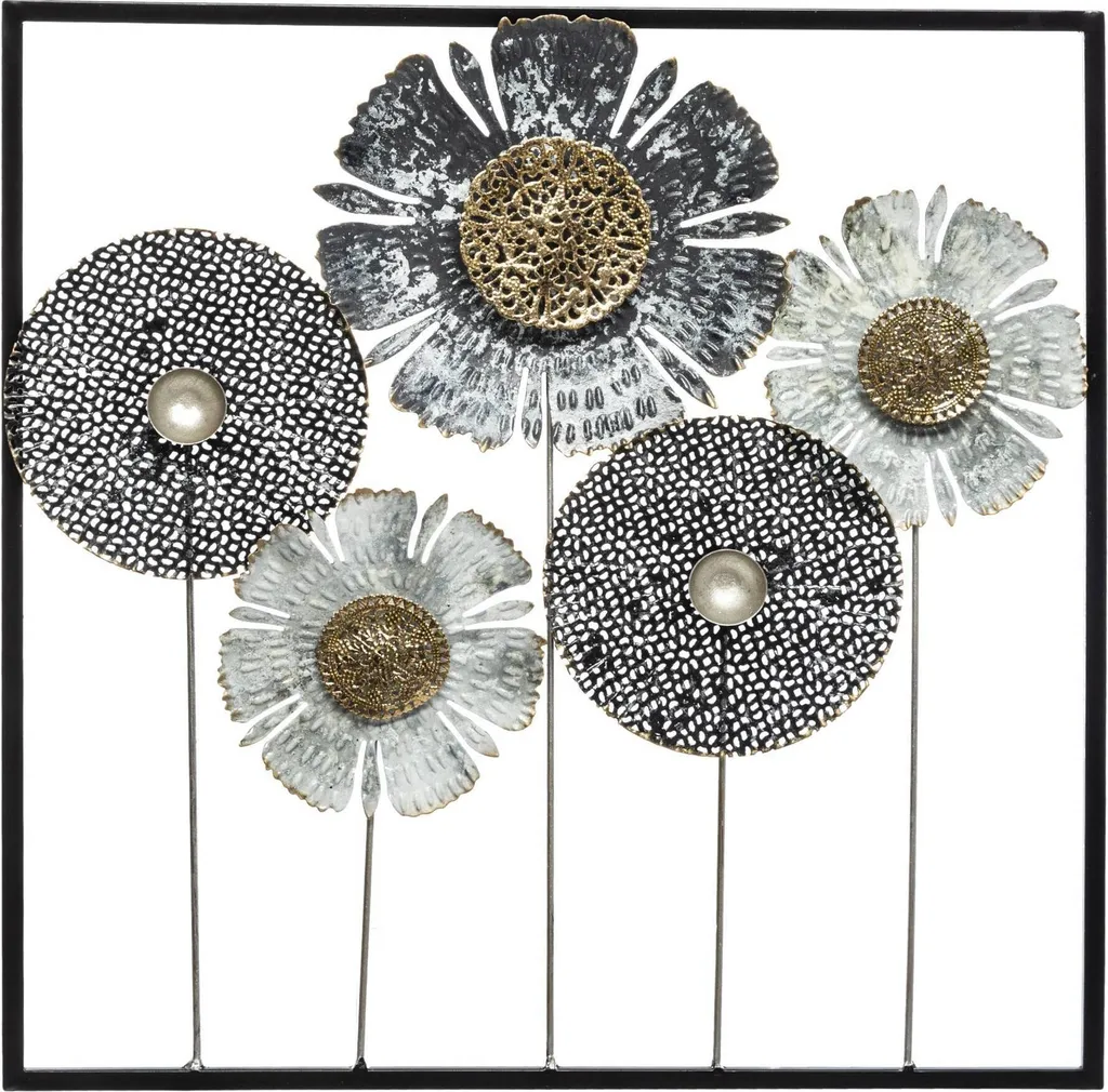Décoration murale métal FLOWER 50x50 cm : habillez vos murs vides facilement