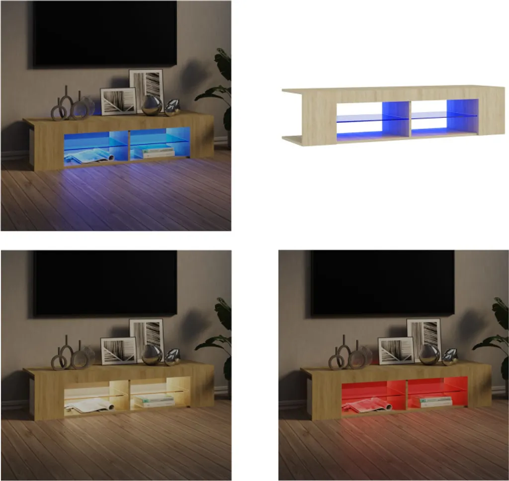vidaXL Mobile TV con luci LED rovere Sonoma 135x39x30 cm - Mobile TV - Mobile TV - Mobile TV con LED - Mobili TV