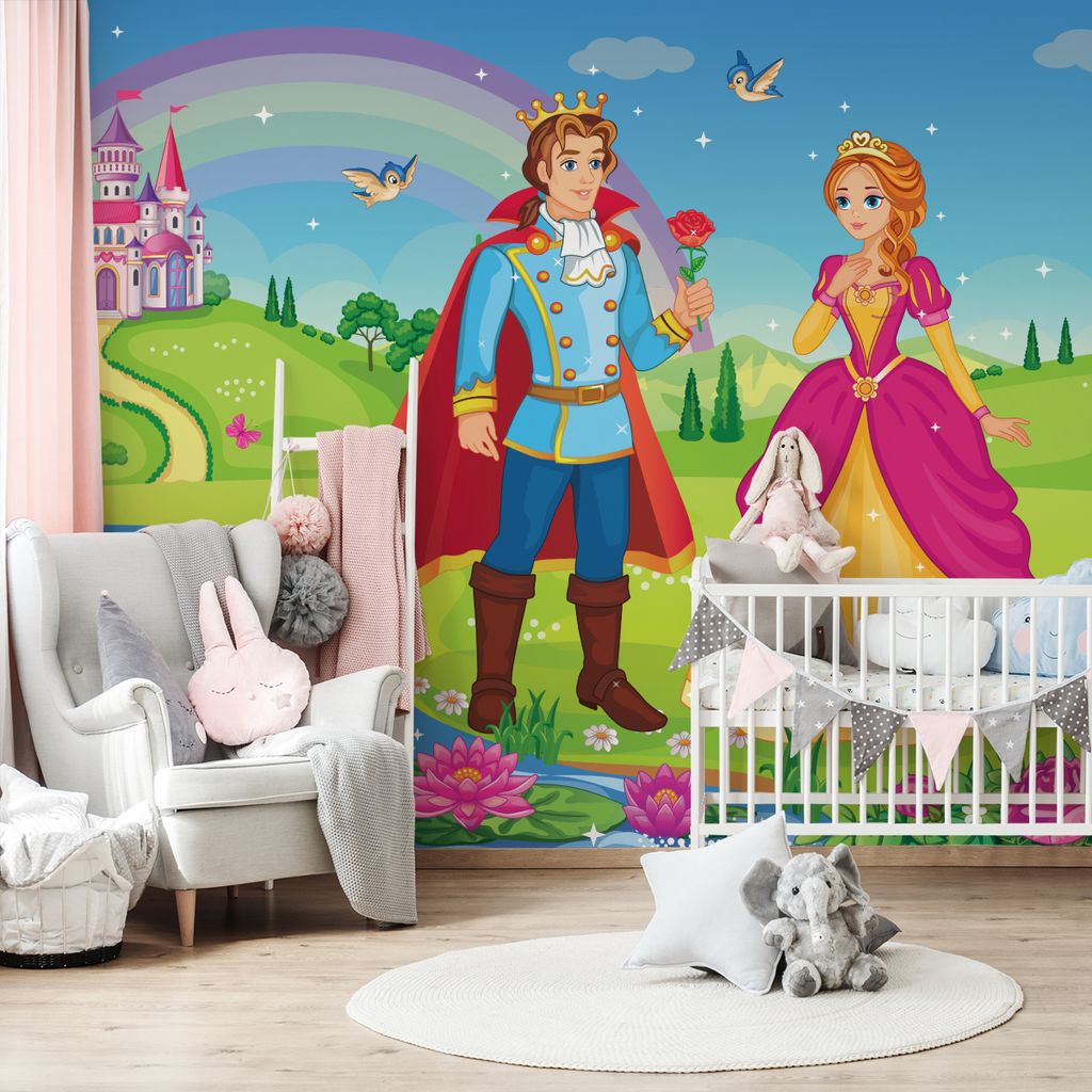 Muralo XXL Vlies FOTOTAPETE Schloss PRINZESSIN Prinz Maerchen (B) 90 cm x (H) 60 cm Tapete Wandtapete KINDERZIMMER SPIELZIMMER 4853