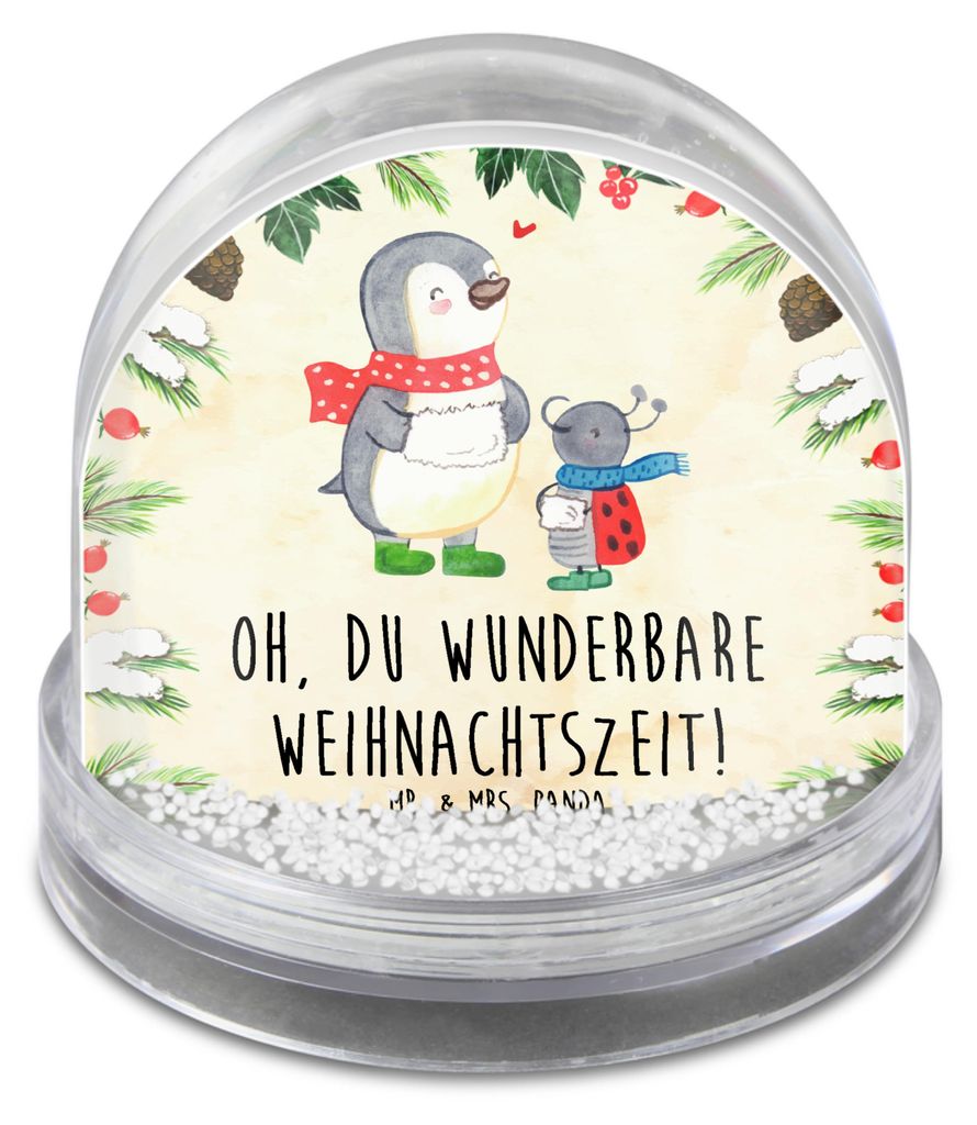 Mr. & Mrs. Panda Weihnachts Schneekugel Smörle Winterzeit - Naturpapier - Geschenk, Weihnachtszeit, Weihnachten, schnee kugel, dekoartikel, Grüß...