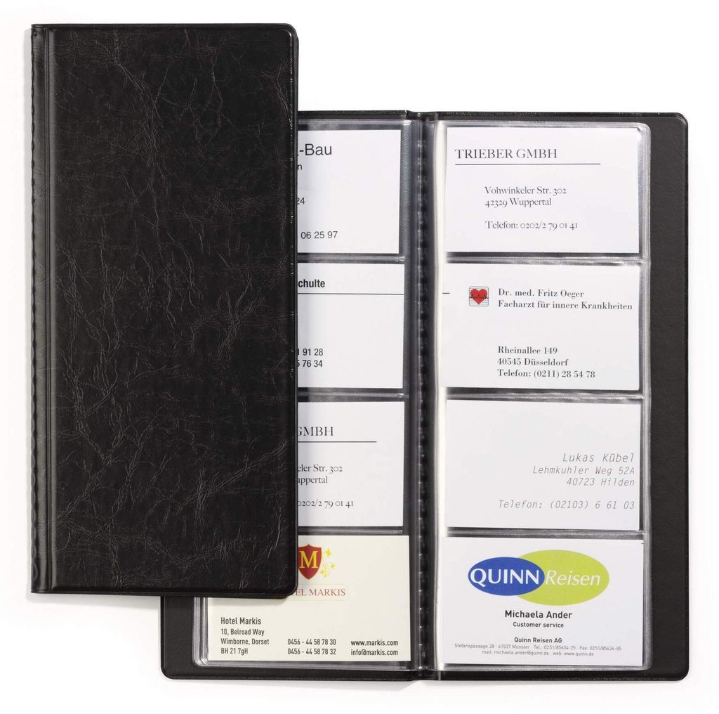 Visitenkartenmappe 12,2 x 24,8 cm (B x H) schwarz 24 Hüllen 4004360833670 Sigel