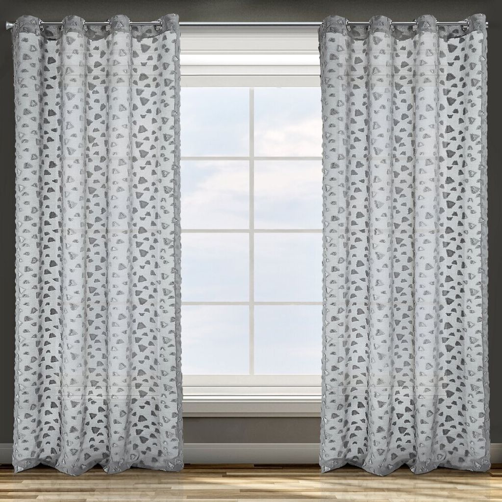 Design91 Vorhang BINDY stahl 140x250 cm Ösen Ösenvorhang