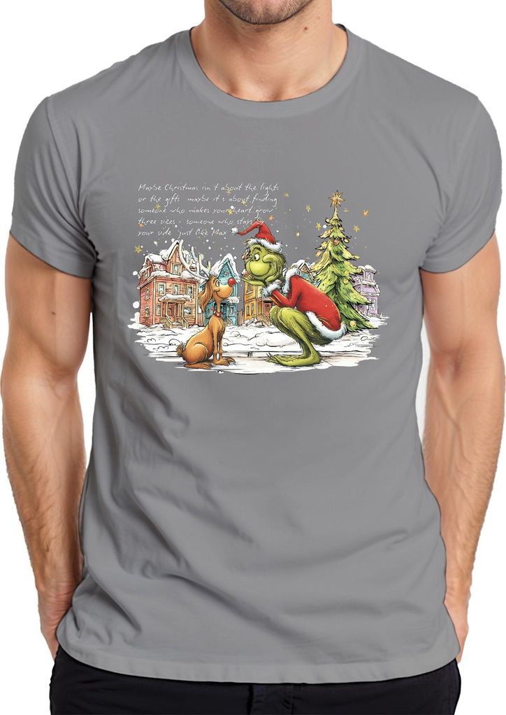 Grinch Max Weihnachten Maybe Christmas makes your heart grow Herren T-Shirt, Grau, M