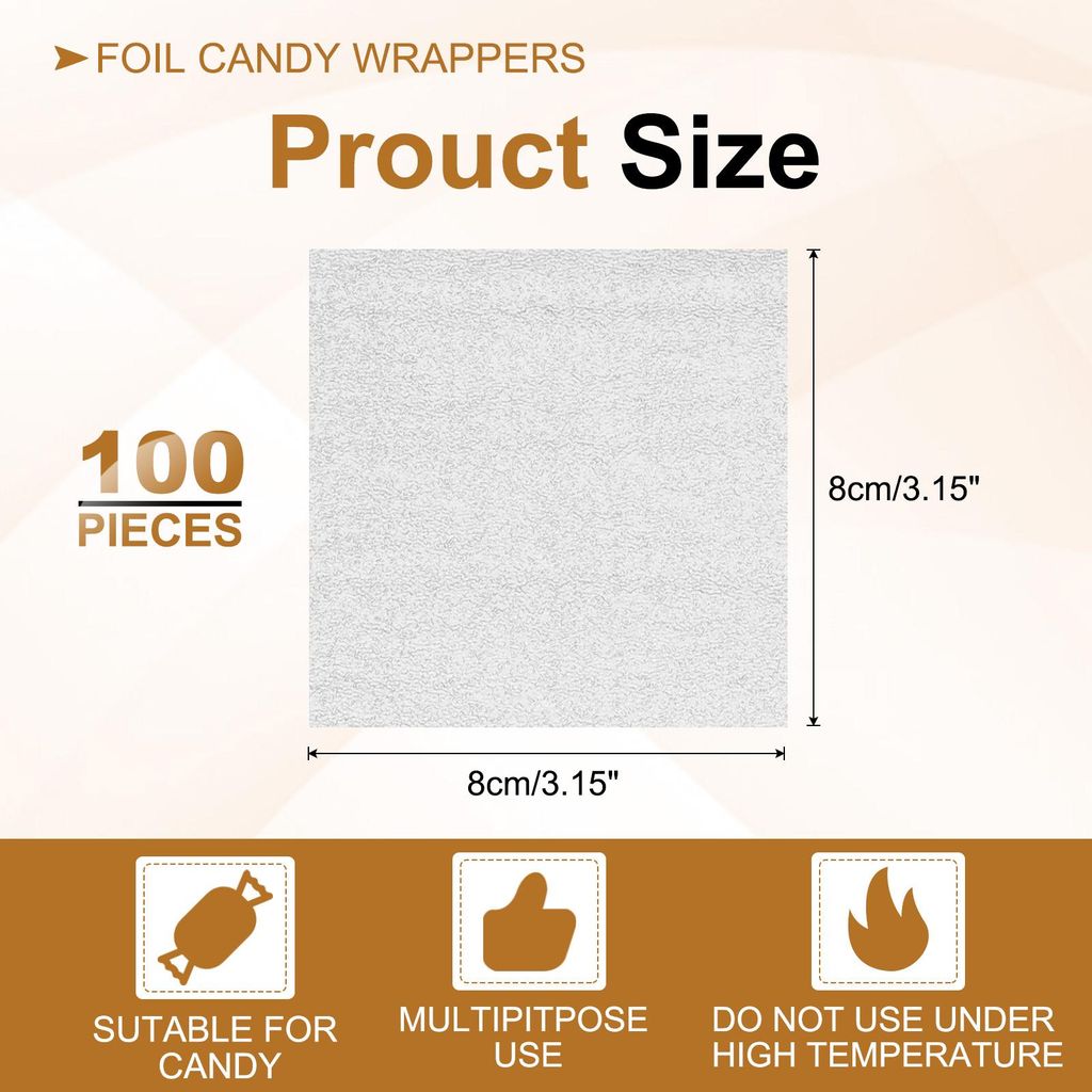 100 Stš¹ck Folie Papier Wrapper, 8x8cm Aluminiumfolie Bonbonpapier, Schokolade Verpackungen fš¹r Bonbonpapier Ostern, Sš¹?igkeiten und Pralin...