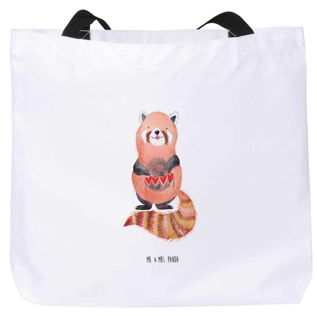 Mr. & Mrs. Panda Strandtasche Roter Panda - Weiß - Geschenk, Lieblingsmensch, Reisetasche, Liebe, Tote Bag, Tasche, Gute Laune, Rot, Liebling, Lap...