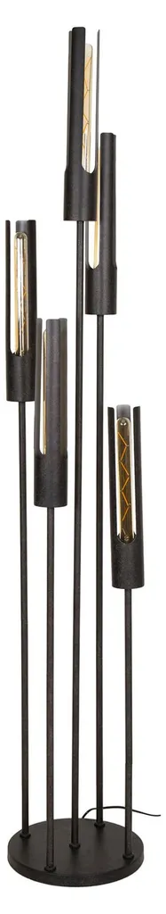 Lampadaire Tube Noir FURNLUX 175 cm - Solution Éclairage Gain de Place