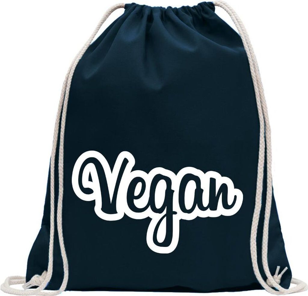 Kiwistar - Turnbeutel - dunkelblau - Vegan Veganismus Ernährung - Fun Rucksack Sport Beutel Gymsack Baumwolle mit Ziehgurt