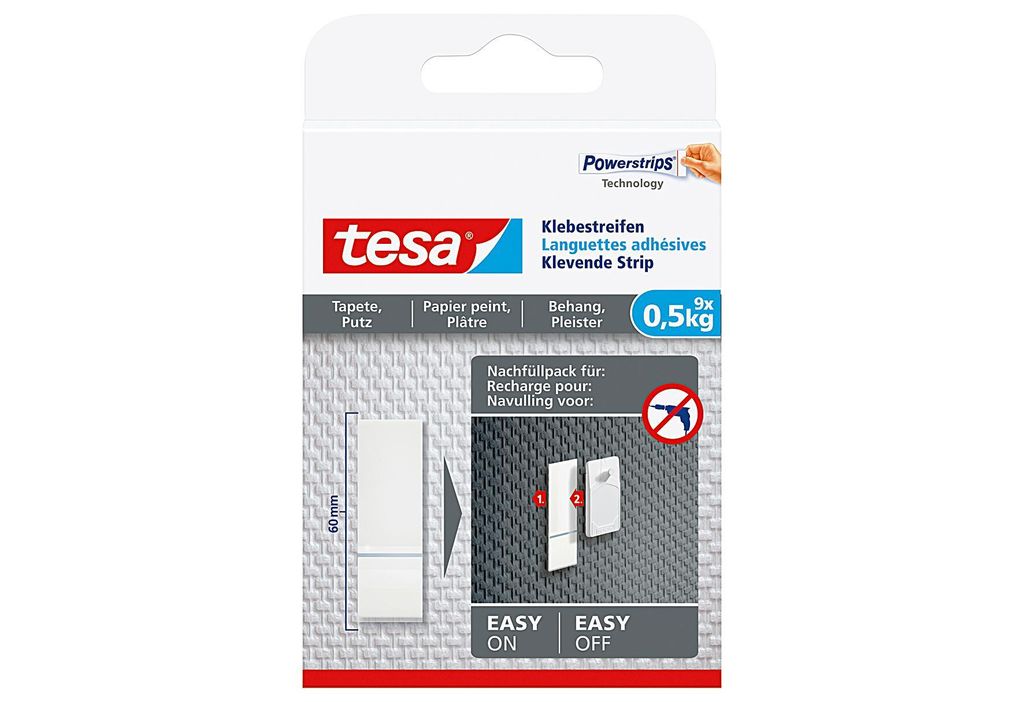 TESA Klebestreifen für Tapeten und Putz, Montageband, Weiß, Produktbild 