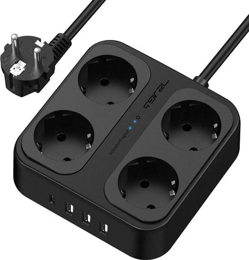 Multiprise parasurtenseur 4 prises et double USB pour informatique