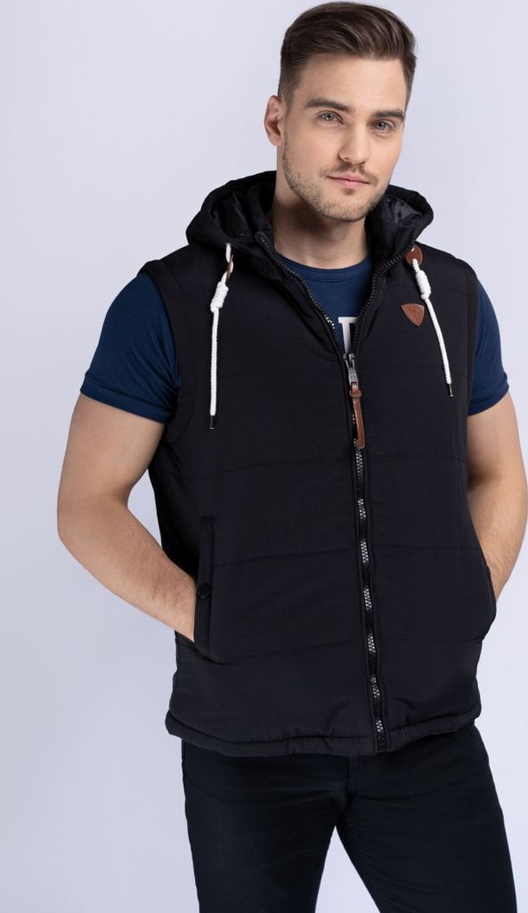 Herren Weste mit Kapuze normale Passform POLMEAR Black XXL Lonsdale