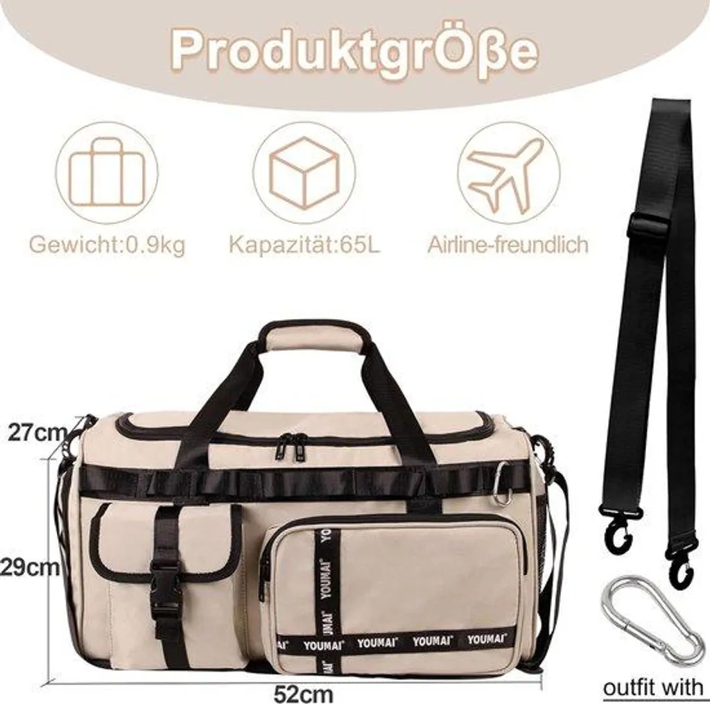 Sac de sport 65L gris : finissez-en avec le manque de place en voyage