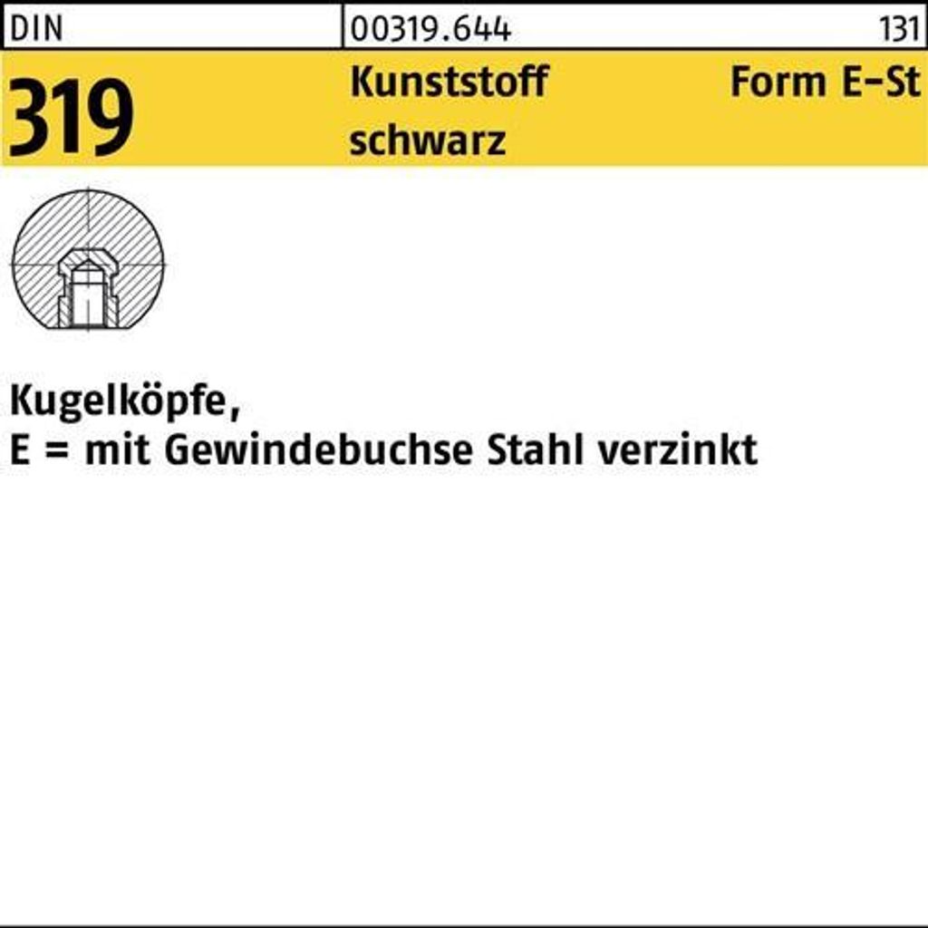 Reyher  319 Kugelknoepfe PVC E32/M8 mit Gewindebuchse Stahl Produktbild 