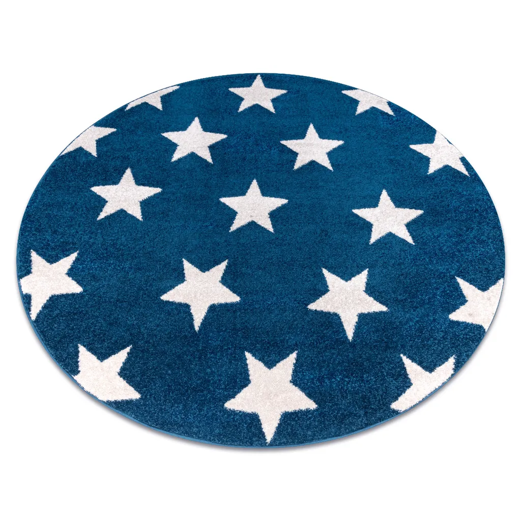 Tapis de Chambre Enfant Étoilé Bleu SKETCH FA68 Rond Diamètre 140 cm