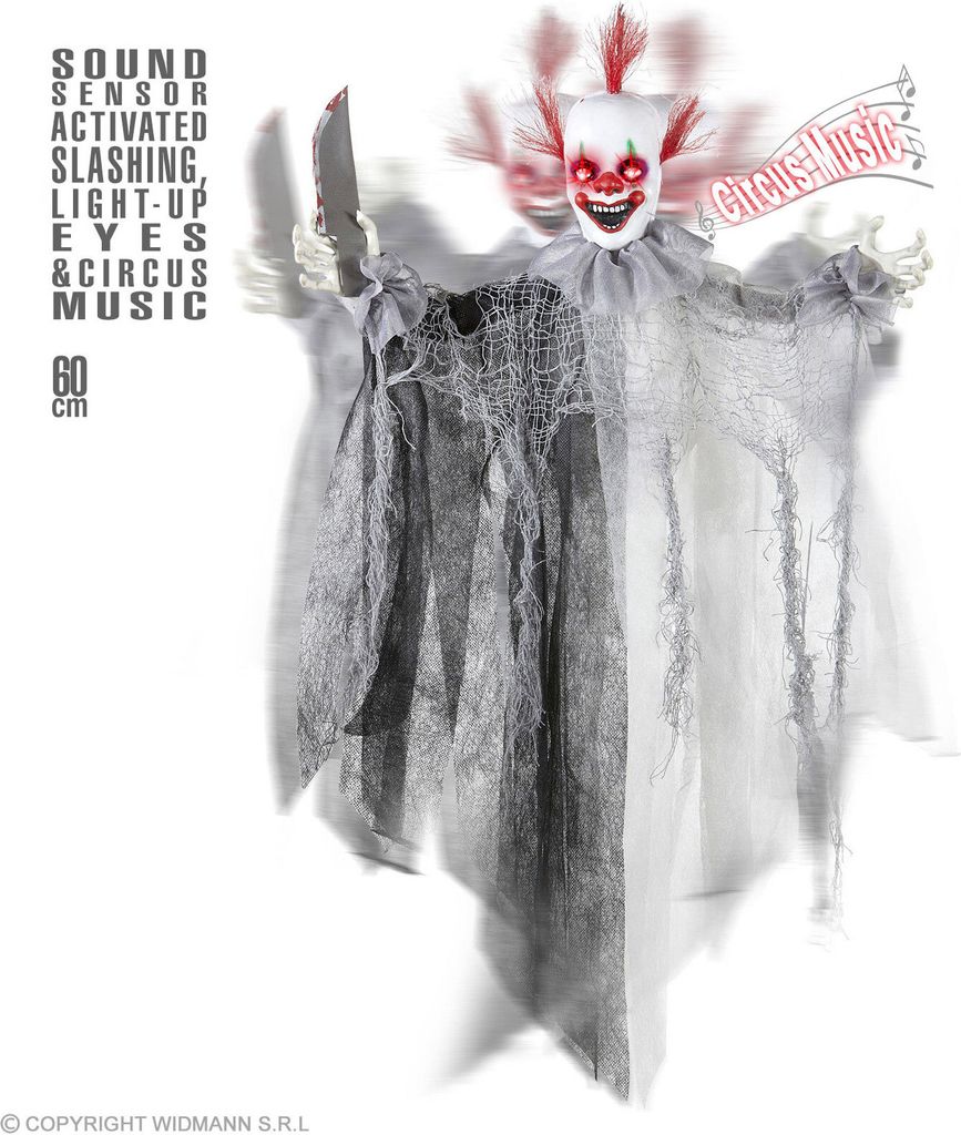 Animierter Halloween Killer Clown 60cm