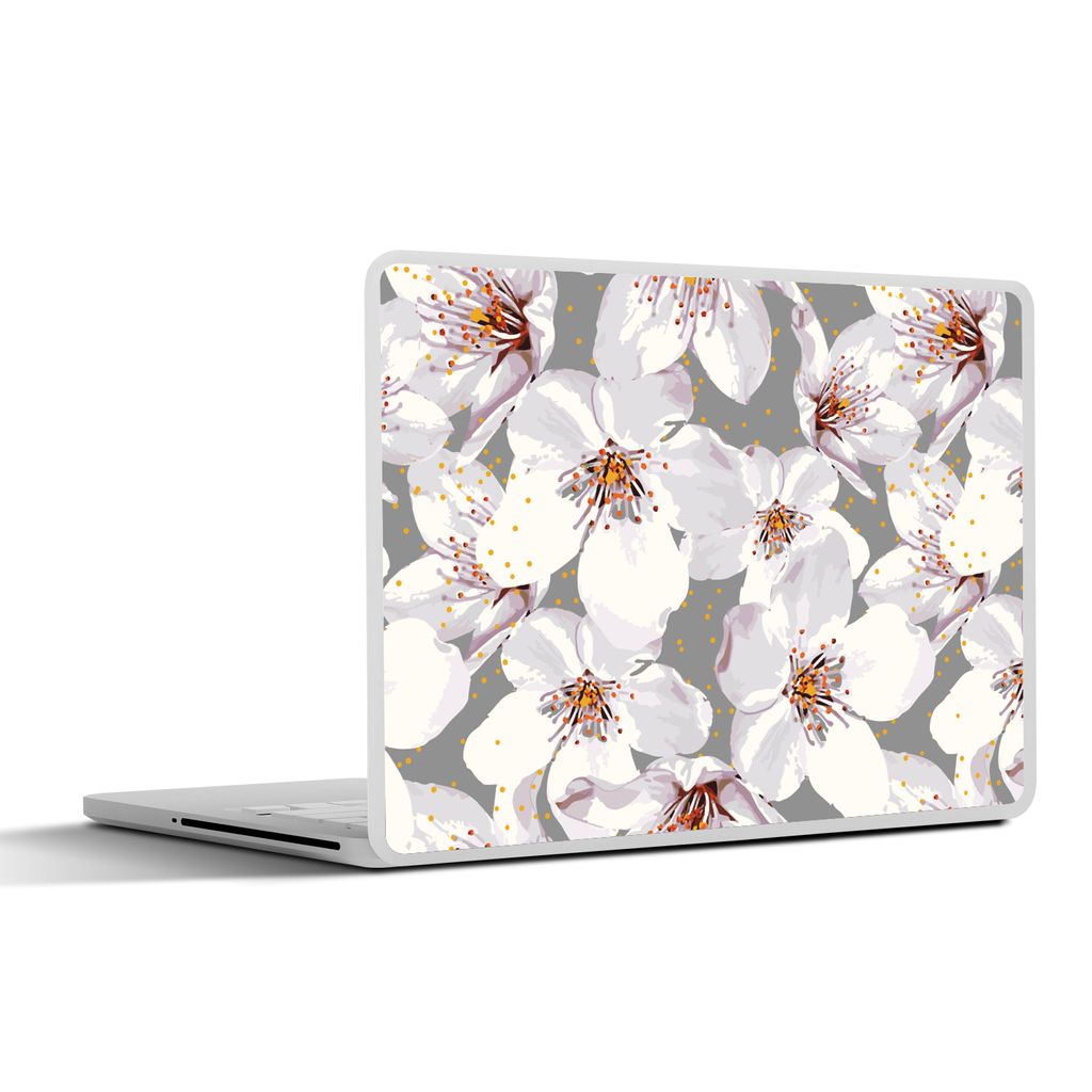 MuchoWow Laptop Aufkleber Sticker Cover Blumen - Sakura - Muster 25x18 cm - Laptop-Deko
