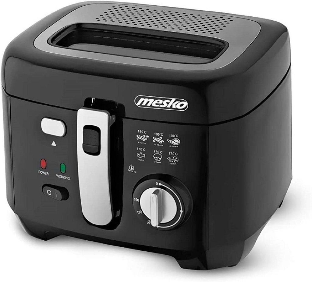 JUNG Fritteuse MESKO MS4908 Fritteuse mit Öl 2,5L, Friteuse mit Fett und Filter, 1800,00 W, Temperaturkontrolle,Korb mit Hubfunktion, Fritöse mit...