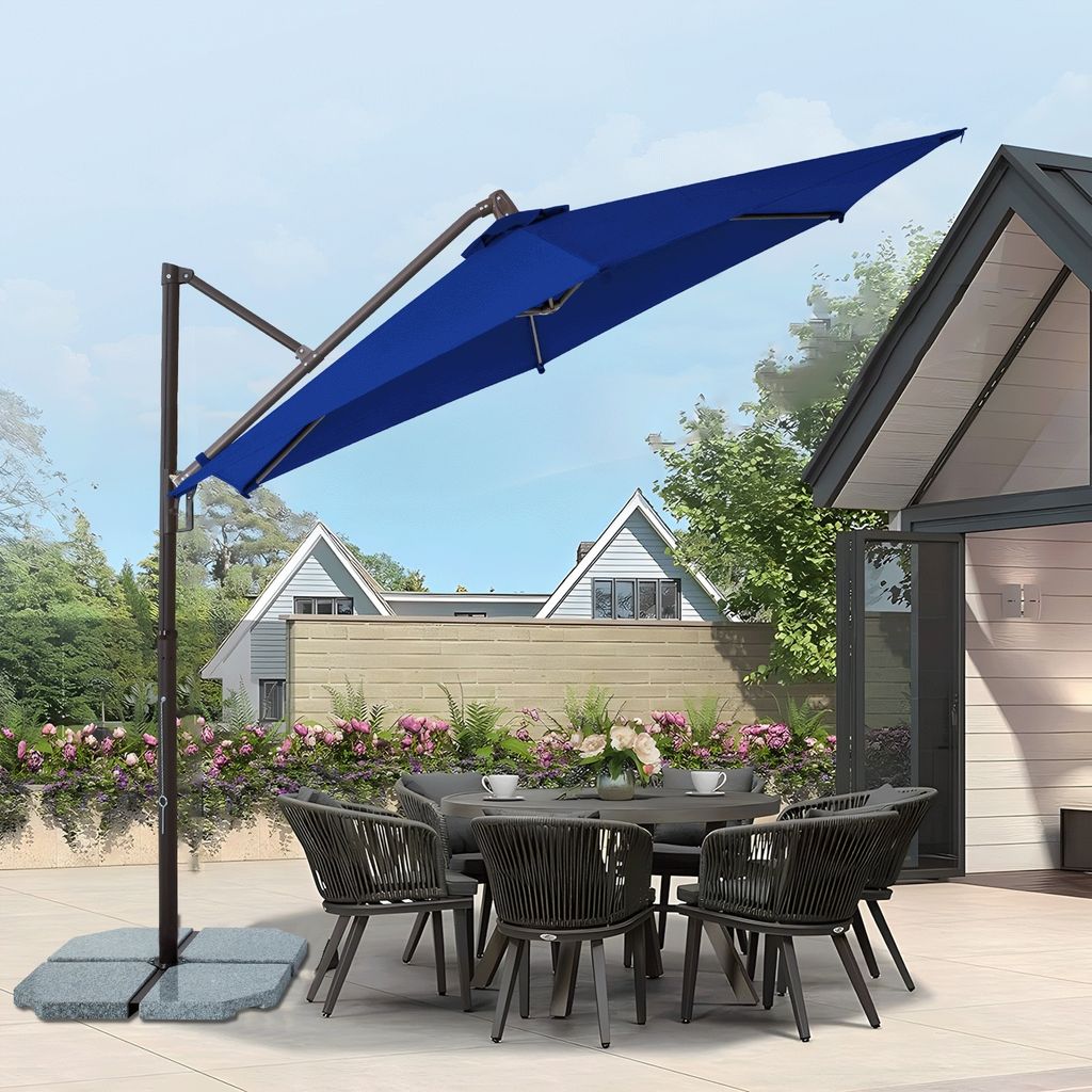 Ampelschirm 300cm Alu Sonnenschirm, 360° drehbar und Produktbild 