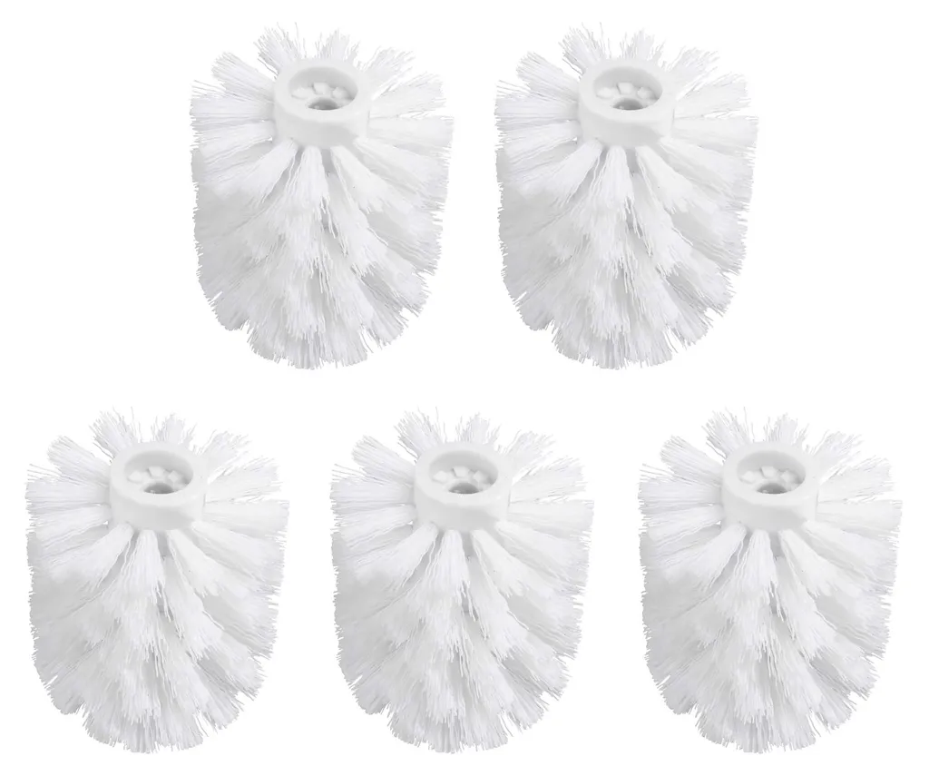 Tête de brosse de rechange pour WC, lot de 5 pièces, blanc, Ø 7 x 9,5 cm