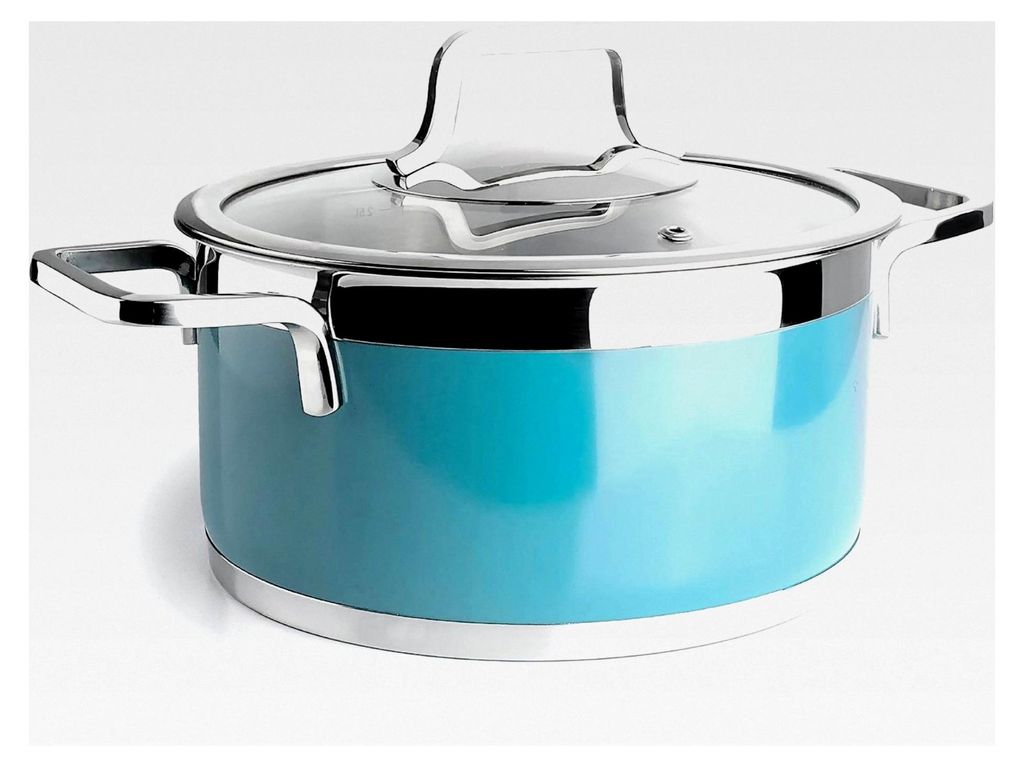 Kochtopf mit Deckel, Edelstahl 18/10, geschliffene Innenseite, ergonomische Griffe, Sandwich-Wärmeverteilerboden, induktionsgeeignet, backofenfest...