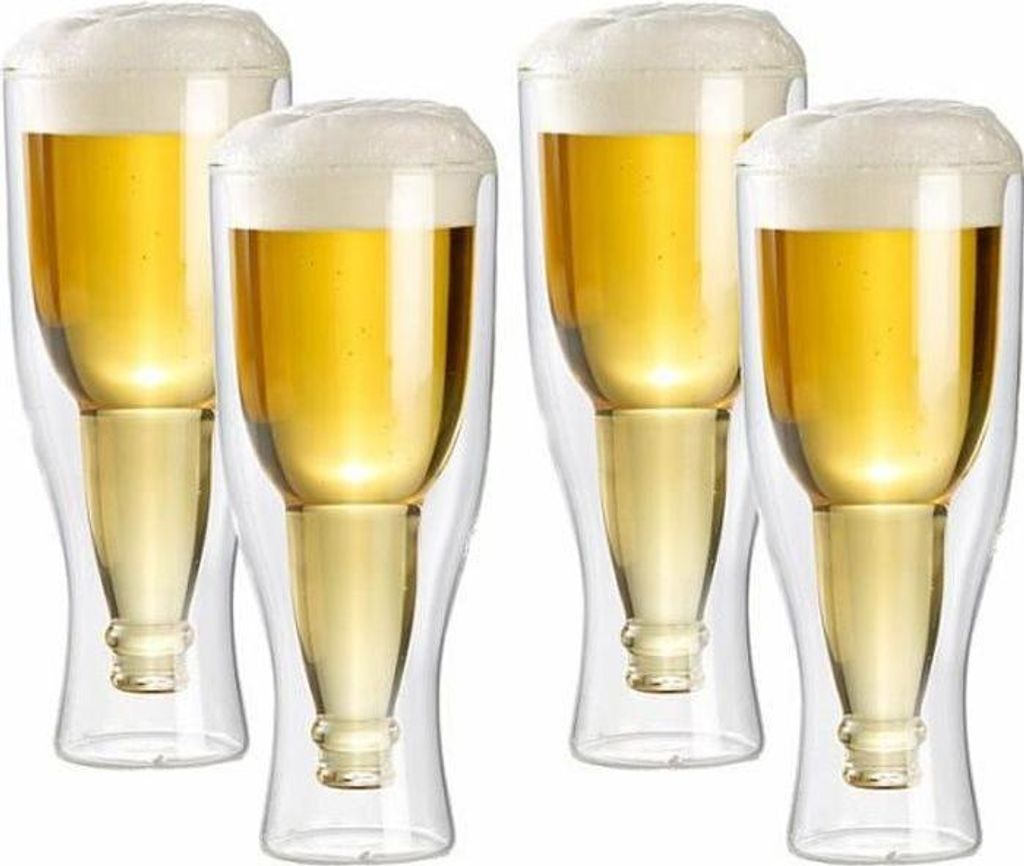 Doppelwandige Biergläser – Infactory – 20 cl – 4er-Set – Spülmaschinenfest – Glas