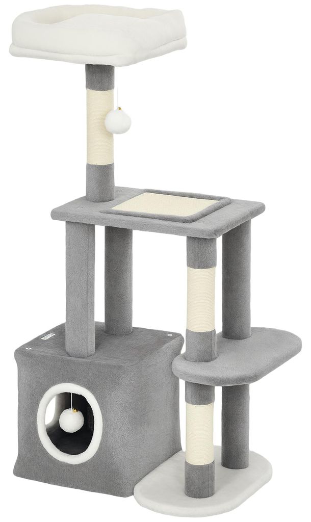PawHut Kratzbaum 107 cm Katzenturm mit Höhle Plüschballen Produktbild 