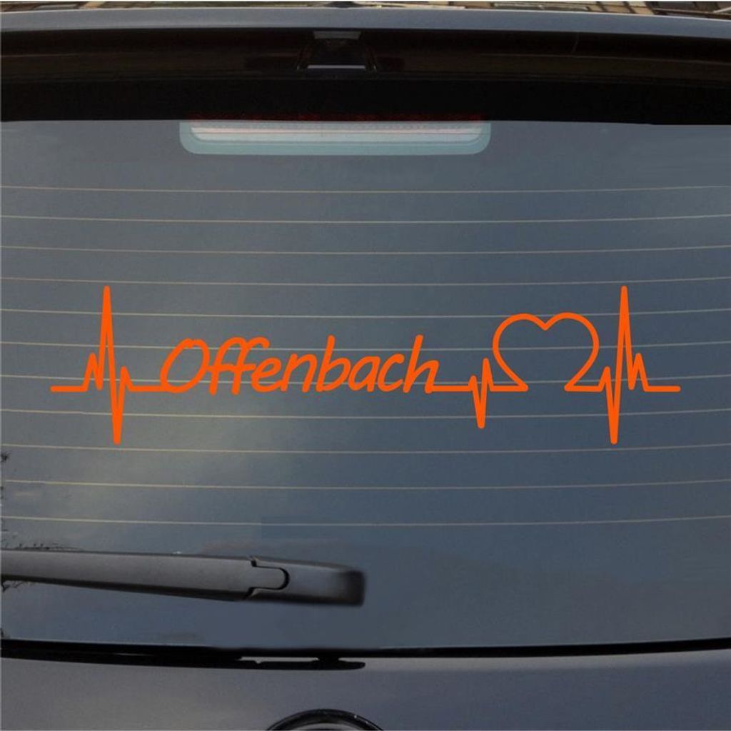 Heckscheibenaufkleber Offenbach Herzschlag Puls Stadt Liebe 55x14 cm Orange Auto Aufkleber Sticker