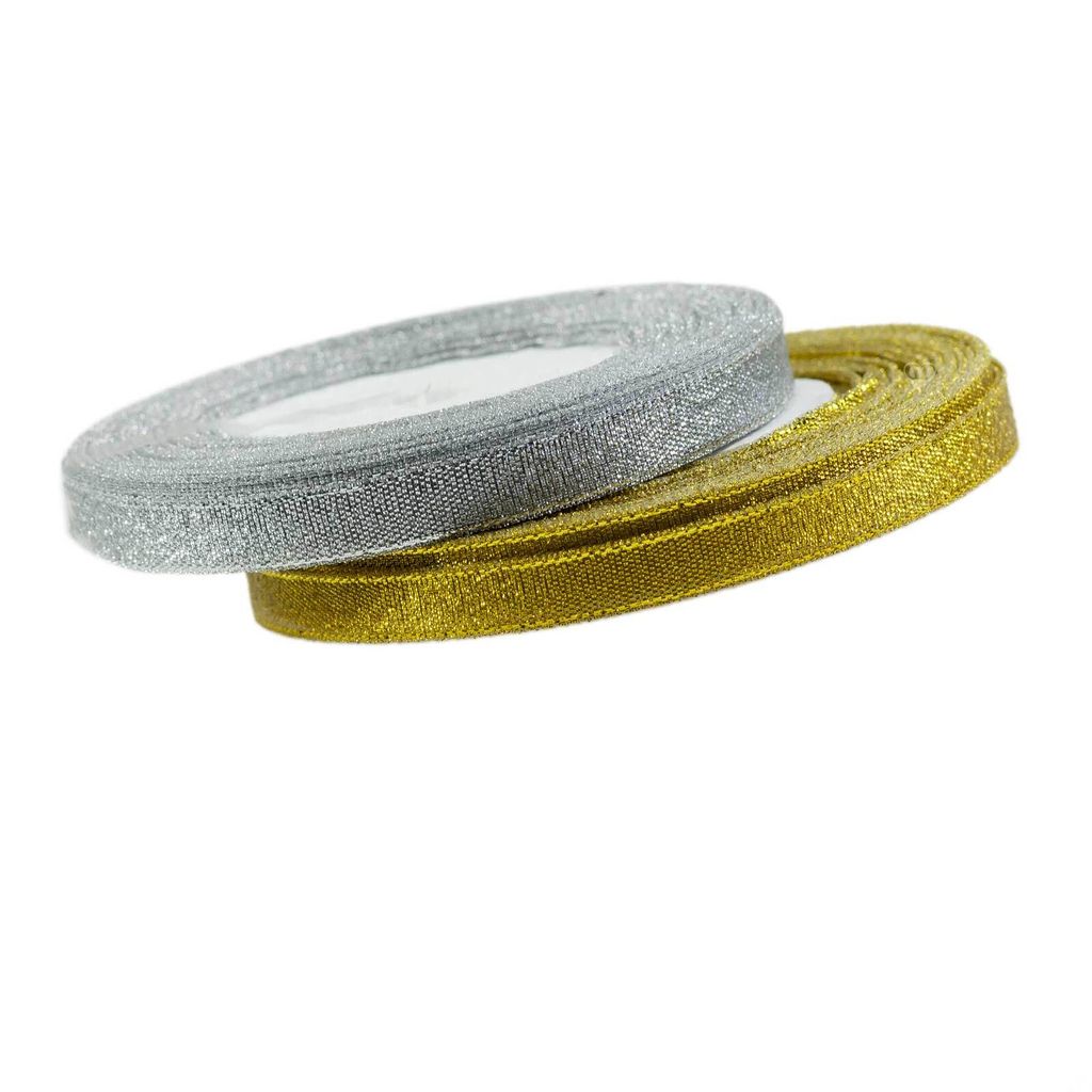 2 x 22m Spule Organzaband gold silber 10mm Dekoband Geschenkband Weihnachten, Farbe:gold