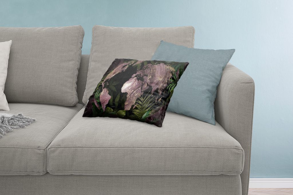 MuchoWow Zierkissen Sofakissen Wohnzimmer Dekokissen 60x40 cm Weltkarte - Lila - Gold - Kopfkissen - Polster mit Foto