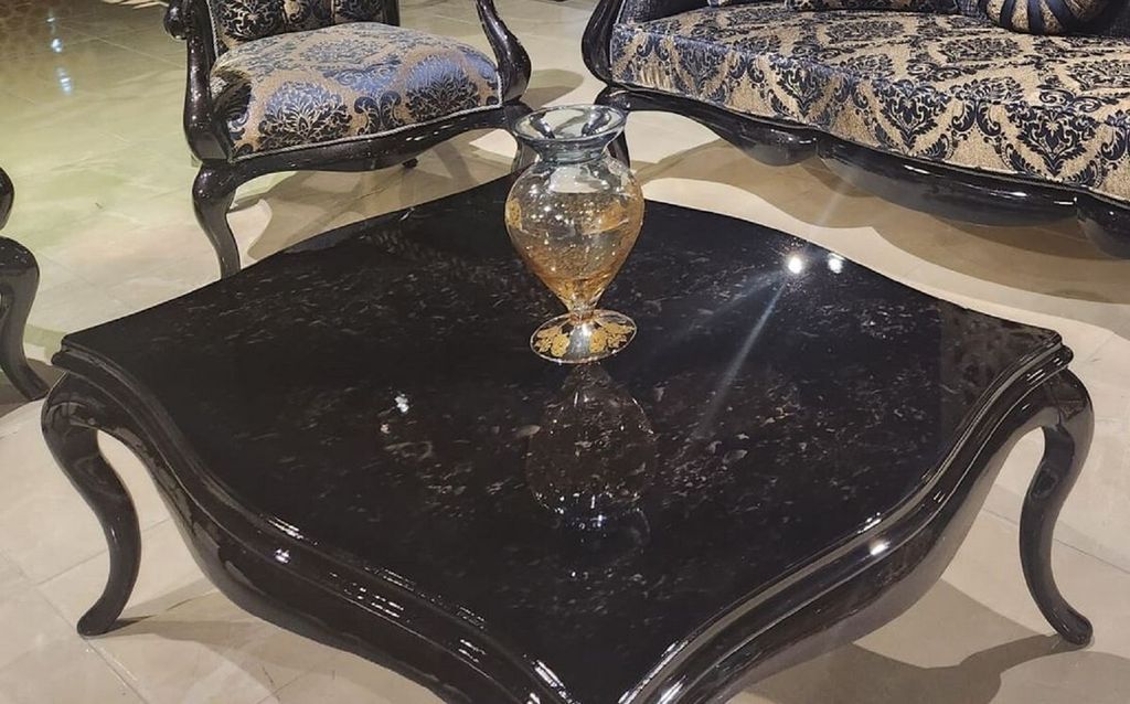 Casa Padrino Luxus Barock Couchtisch Schwarz - Prunkvoller Barockstil Wohnzimmertisch - Luxus Wohnzimmer Möbel im Barockstil - Barock Möbel - Ede...