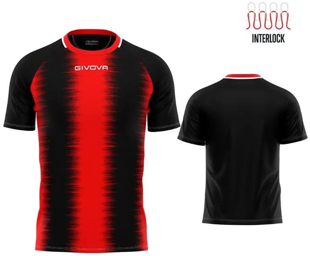 Sport-T-Shirt Givova Stripe Rot-Schwarz
