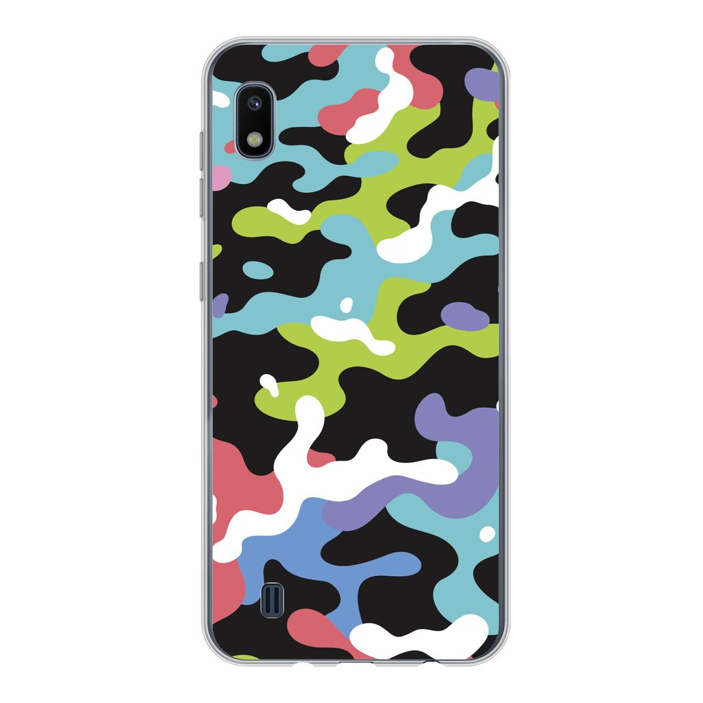 MuchoWow Handyhülle Schutzhülle Hülle für Samsung Galaxy A10 Buntes Camouflage-Muster Silikon Softcase Handy Hülle - Schutzhülle
