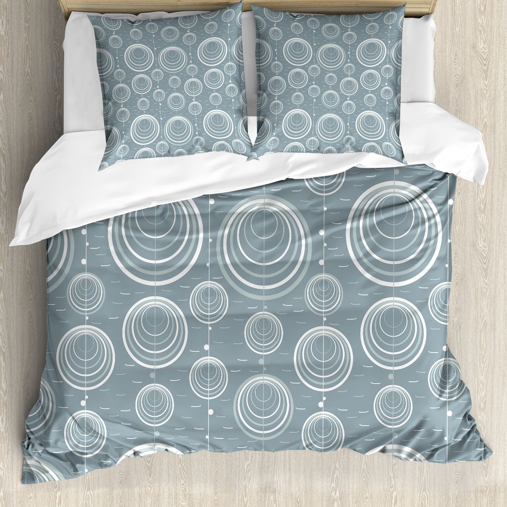 ABAKUHAUS Geometrisch Bettbezug, Wellenförmige Kurze Linien, Milbensicher Allergiker geeignet mit Kissenbezügen, 155 cm x 220 cm - 80 x 80 cm, Bl...