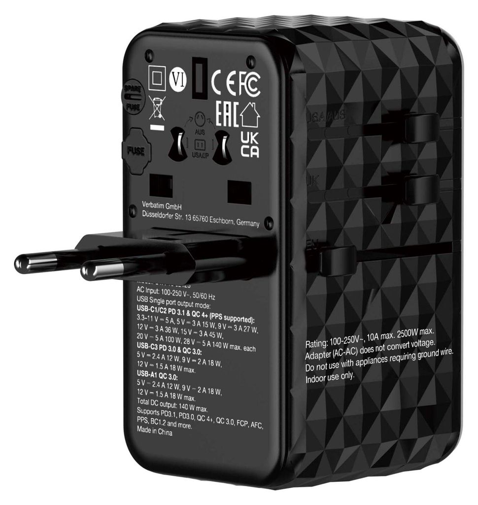 Verbatim GaN III Uni.Travel Adap 140 W monde entier UTA-10  Image du produit 