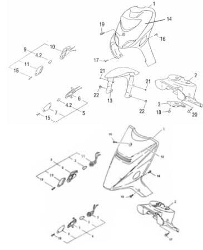 SMC Frontverkleidung blau Frontschürze 51151-NNF-0005 Motorroller.de Frontmaske Front-Cover Lenkerverkleidung Front-Schürze Wetterschild Dekorblende