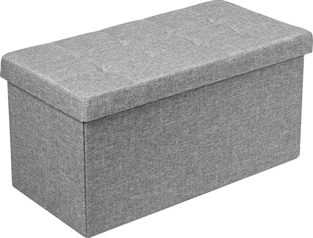 Banc ottoman pliable avec rangement et assise rembourrée gris clair 76cm