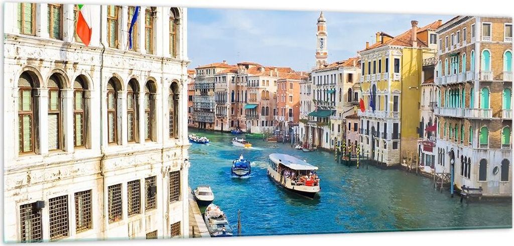 Bilder auf glas - Venedig Kanal Kreuzfahrt Gondel - 100x40cm - Glasbilder - Wandbilder - Kunstdruck - zum Aufhängen bereit - Wanddekoration aus Gl...