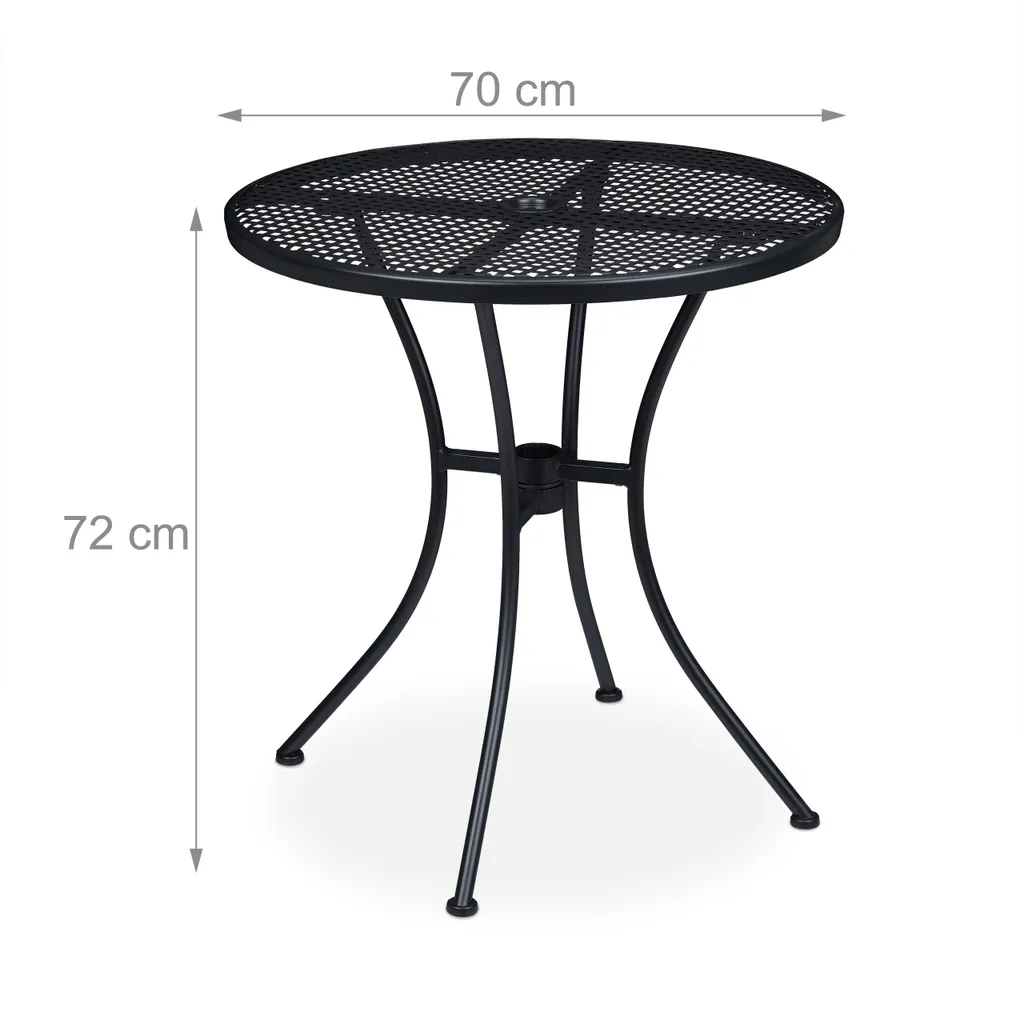 Tavolo Esterno Rotondo 72cm Nero Relaxdays - Design Moderno in Acciaio - 6