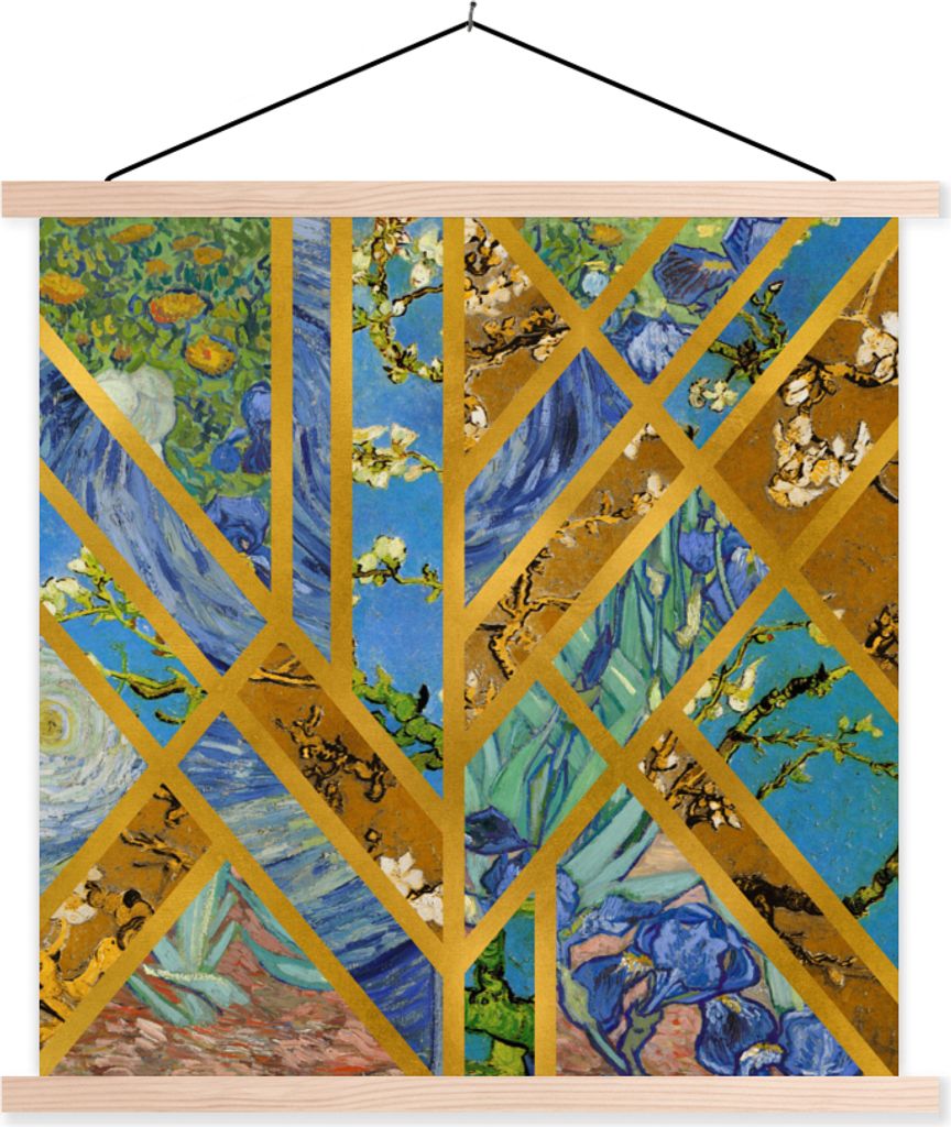 MuchoWow Textilposter Van Gogh - Alte Meister - Kunst 120x120 cm mit holzfarbenen Rahmen - Textil-Poster