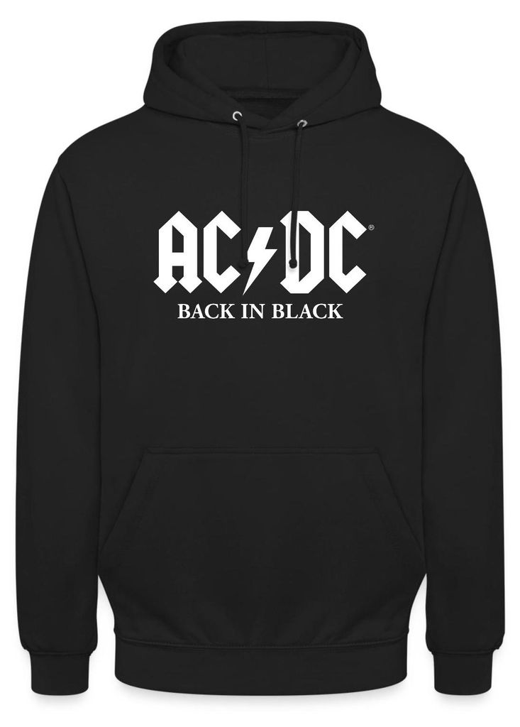 Spreadshirt AC/DC Back In Black Logo Mit Blitz Uni Hoodie, Produktbild 